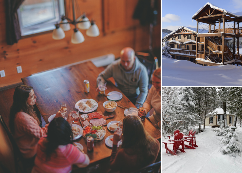 gens dans un chalet