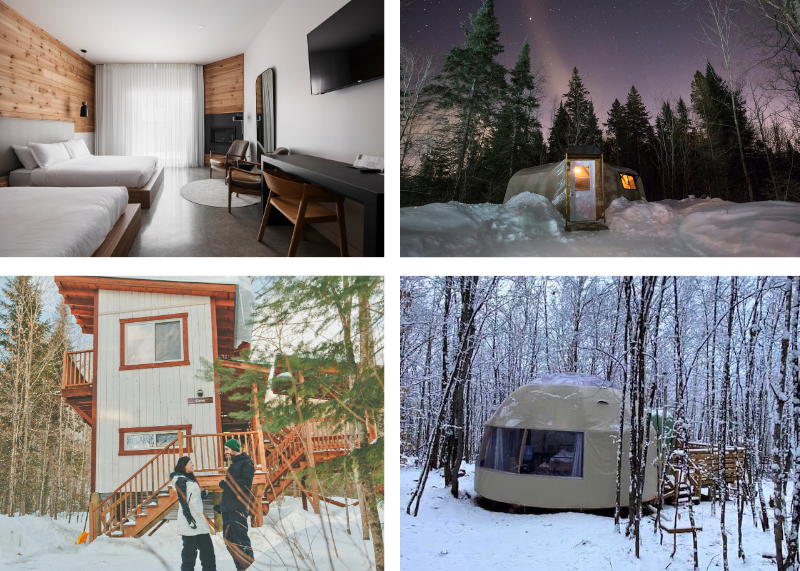 hôtel, yourte et chalets
