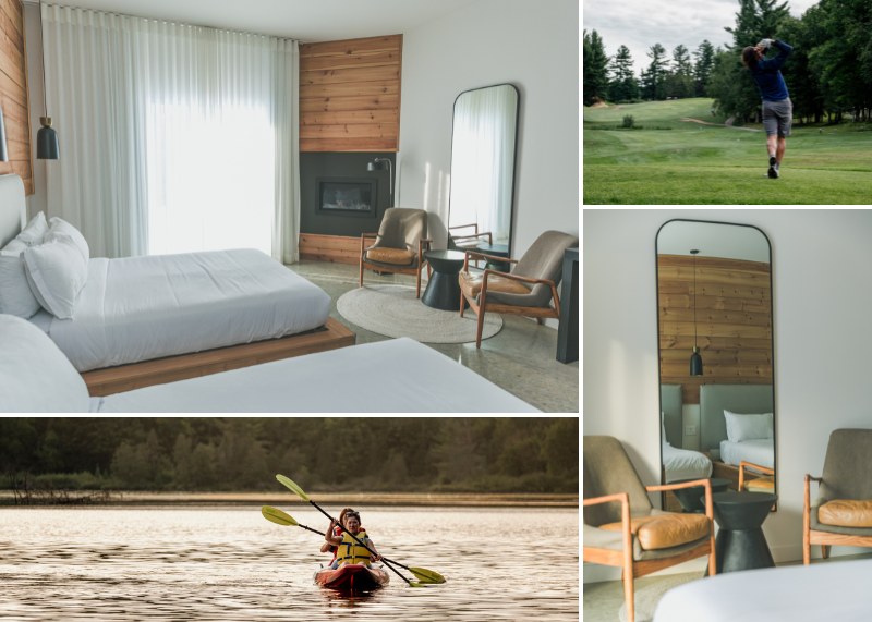Golfeur et kayakiste au Rawdon golf resort