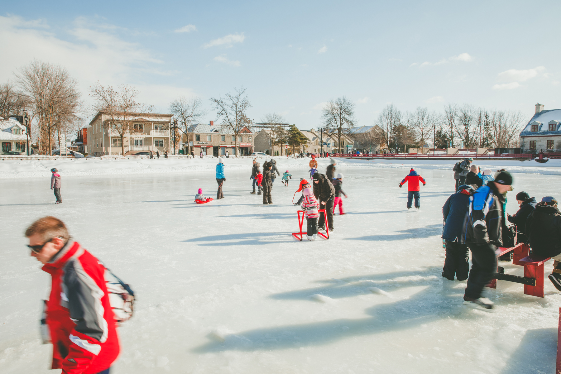 Patinoire sur l'écluse de l'Île-des-Moulins